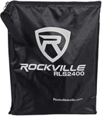 Rockville RLS2400 Lightweight Folding DJ Laptop Stand, Adjustable Height, Extra Shelf, Travel Bag, for DJs and Mobile Performers