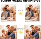 Custom Puzzles from Photos, Personalized Natural Wood Puzzle with 120/200/300/500/1000 Pieces, Customized Jigsaw Create Timeless Memories for Adults, Family, Father's Day, Lover, Pet