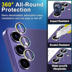 for Samsung Galaxy S24 Plus Camera Lens Protector, Individual Metal Ring Tempered Glass Lens Cover, [Strong Adsorption] Scratch Resistant Ultra-Thin HD Clear Lens Cover, 1 Set-Colorful Sparkly
