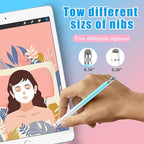 2PCS Stylus Pens for Touch Screens, Stylus Pen for iPhone/iPad/Tablet Android/Microsoft Surface, Compatible with All Touch Screens(White Pink/White Blue)