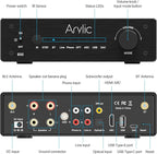 Arylic B50 2 Channel Bluetooth Amplifier with Audio Transmitter, 50W*2 Home Stereo Amplifiers with HDMI ARC,DAC,Phono in and Free APP. Support aptX HD Music Transmission & Reception.