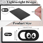 20 Pcs Webcam Cover Slide, 0.023 Inch Ultra Thin Universal Laptop Camera Cover Slide Webcam Covers Cameras Blocker Slider Camera Cap for Laptop, Computer, Great for Privacy