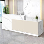 Reception Desk with Counter Modern Checkout Counter with Lockable Drawer Keyboard Tray Receptionist Desk for Office Salon Reception Table N Right 79inch/200cm