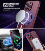 Magnetic for iPhone 16 Pro Case [Compatible with MagSafe][Built-in Camera Lens Protector] Slim Soft Silicone Bumper Shockproof Metallic Luster Phone Case (Burgundy)