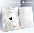 Batianda Premium Case for New MacBook Air 15 inch 2025 2024 2023 with M4 M3 M2 Chip, Floral Designed Protective Plastic Hardshell & Keyboard Cover & Screen Protector, Cute White Flower