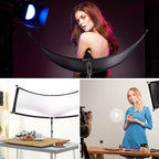 FUDESY Clamshell Light Reflector/Diffuser,67"x24" Curved Photography Lighting Reflector for Photo Video Studio Shooting with Black/Silver/White/Gold Reflectors,Carry Bag