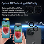 Screen Protector for iPhone 15 Plus [6.7 Inch],2 pcs Colorless Anti-Blue Light Tempered Glass Films, HD Clear, 9H Hardness, No Bubbles, Case Friendly with 2 pcs Camera Lens Protector