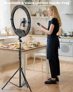 22" Large Ring Light with Stand,Foldable LED Big Ring Light Tripod for iPhone Phone Ipad, 75" Tall Tripod Touch Screen,Wireless Remote for Live Stream,YouTube,TikTok Video Shooting