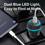 MOCA 51W QC 3.0 Fast Charging W/ 2pcs 3.3ft A-P/C-P Cable Car Charger for iPhone 16/15/14 Pro Max/Plus/16e, iPad, Samsung Galaxy S25/S24/S23 Ultra, Pixel, Android, PD/QC Car Phone Adapter Accessories