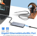 USB C Docking Station Dual Monitor for Dell/HP/Lenovo/Surface Laptop, 14 in 1 Triple Display Hub Multiple Adapter, Dongle with 2 HDMI 4K+VGA+5 Port+100W PD Charger+Ethernet+SD/TF+Audio