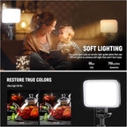 NEEWER BASICS LED Video Light, 2 Pack Studio Panel Key Lighting Kit with Tripod Stands & Filters, Bi Color Dimmable Portable 3200~5600K CRI95 750lux for Photography Recording Streaming Podcast, BP66