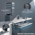 VIVO Large Height Adjustable Under Desk Keyboard Tray, C-clamp Mount System, 27(33 Including Clamps) x 11 inch Slide-Out Platform Computer Drawer for Typing, Black, MOUNT-KB05HB