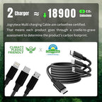 Multi USB C Cable [2 Pack, 4FT], 3 in 1 Charging Cable for Multiple Devices, Braided Charging Cords Phone Charger Cable with Type-C, Micro USB, IP Port for iPhone16/15/14/Android Phones and More