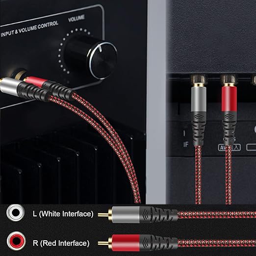 RCA Cable 30Ft,2Rca Male to 2-RCA Male Audio Stereo Subwoofer Cable [Hi-Fi Sound] Nylon-Braided Auxiliary Audio Cord for Home Theater, HDTV, Amplifiers, Hi-Fi Systems,Speakers and etc (30Ft)
