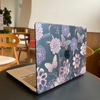 Teryeefi for MacBook Air 13 inch Case 2021 2020 2019 2018 Release (Model A2337 A2179 A1932 Retina Display with Touch ID), Plastic Hard Shell Case & Keyboard Cover for MacBook Air 13 M1, Gold Flowers