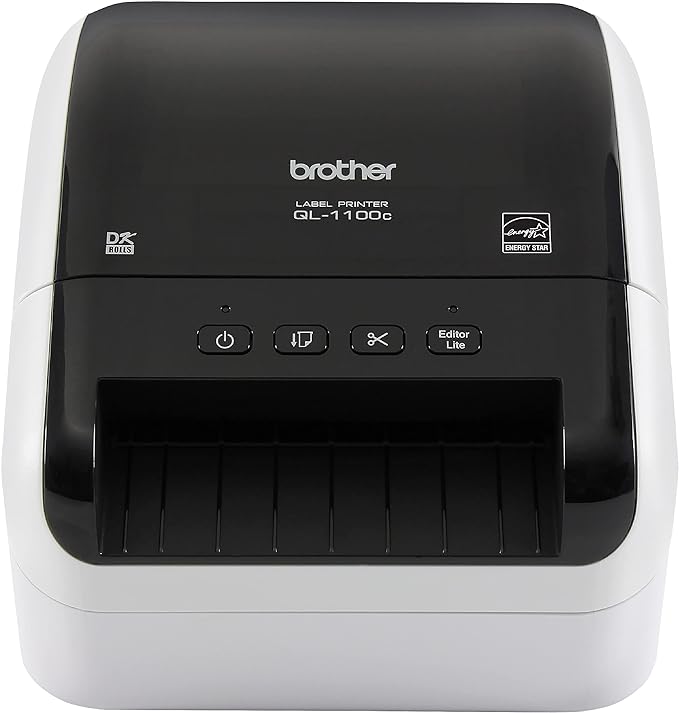 Brother QL-1100c Wide Format Label Printer, Shipping & Postage Labels 4” x 6”, Barcode & QR Code, High Speed, Direct Thermal Printing, Compact, uses DK Drop-in Label Rolls, USB Connectivity