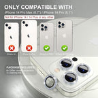 Choiche [3+1 for iPhone 14 Pro/iPhone 14 Pro Max Camera Lens Protector Bling, 9H Tempered Glass Camera Cover Screen Protector Metal Ring Decoration Accessories (Glitter-Silver)