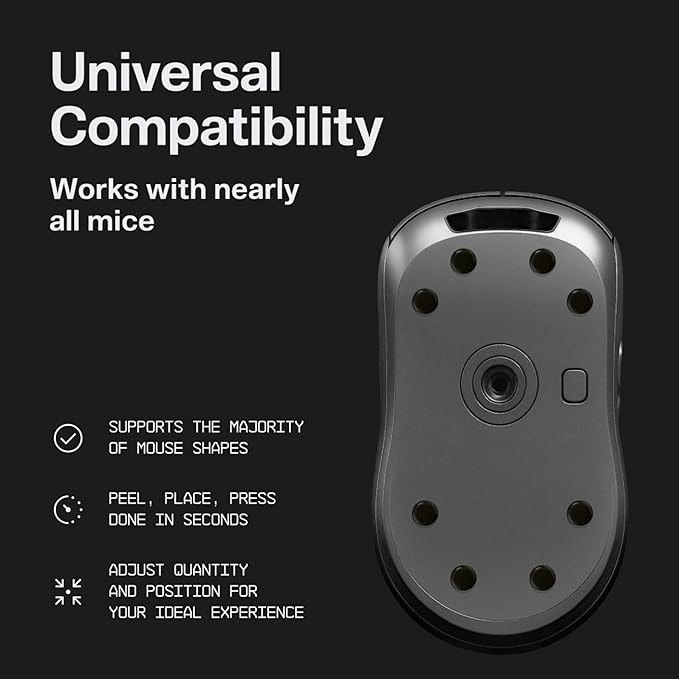 Wallhack PTFE Dot Mouse Skates | Premium Universal Skates for Gaming Mice | Ultra-Smooth Glide on Cloth & Glass Pads | Customize Speed & Control | Fast, Easy to Apply | Black 7mm x 7mm