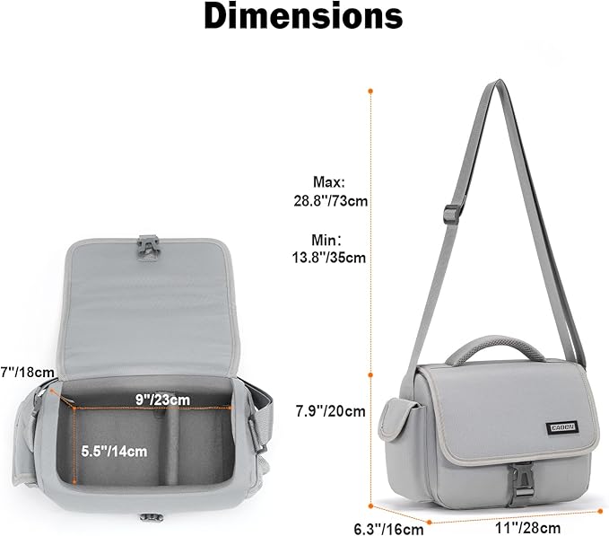 CADeN Camera Bag Case Shoulder Crossbody Bag Compatible for Nikon, Canon, Sony, DSLR SLR Mirrorless Cameras and Lenses (1.0 Grey, Small)