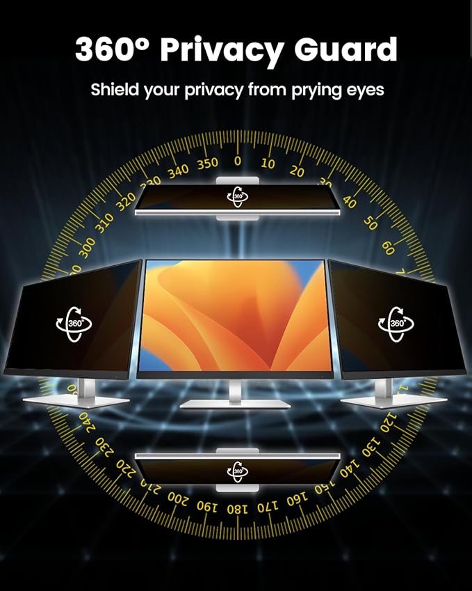 F FORITO 24 Inch 16:10 360°Privacy Screen Protector for Computer Monitor, Removable Eye Protection Anti Blue Light Anti Glare Computer Screen Privacy Shield for 24" Widescreen Monitors