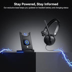 Wireless Headset with Mic for Work, Wireless Headset with Microphone (Noise Cancelling), Smart Mult-Func Dock, 65H Worktime&Fast Charge Bluetooth Headphones for Work/PC/Computer/Call Center/Teams/Zoom