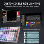 iRocks K74R Wireless RGB Illuminated Mechanical Gaming Keyboard, Hot-Swappable Switches, Easy-Clean Floating Design, PBT 107 Keys NKRO, Detachable USB-C Cable - Island Blue (Red Switches)