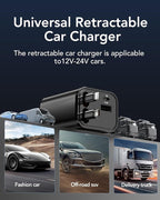 Retractable Car Charger, 4 in 1 Fast Car Charging 60W, Compatible for iPhone 16 Car Travel Essentials Charger, Women Men for Gifts USB C Car Honda Civic Accessories Adapter Compatible for iPhone 16 15