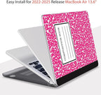 Teryeefi Compatible with MacBook Air 13 inch Case 2025 2024 2023 2022 M4 A3240 M3 A3113 M2 A2681, Plastic Hard Shell&Keyboard Cover&Screen Film&Type C for MacBook Air 13.6 inch, Composition Book A007