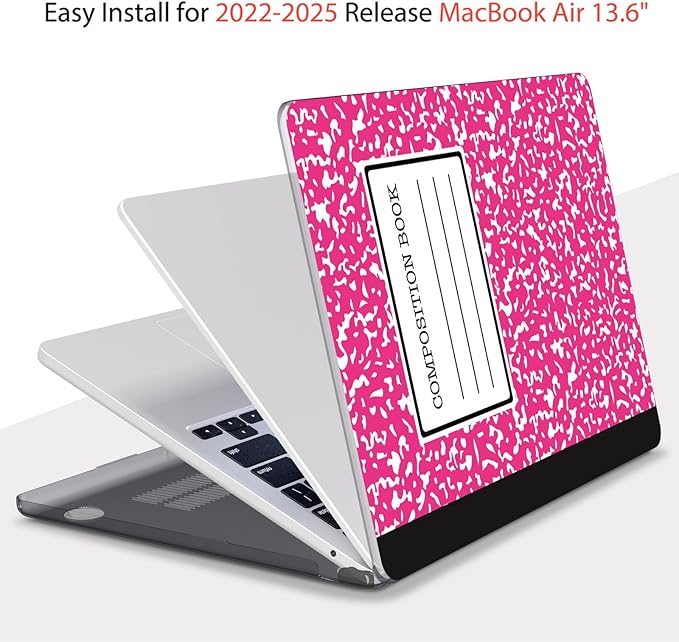 Teryeefi Compatible with MacBook Air 13 inch Case 2025 2024 2023 2022 M4 A3240 M3 A3113 M2 A2681, Plastic Hard Shell&Keyboard Cover&Screen Film&Type C for MacBook Air 13.6 inch, Composition Book A007