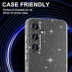 for Samsung Galaxy S25 Camera Lens Protector, Individual Metal Ring Tempered Glass Lens Cover, [Strong Adsorption] Scratch Resistant Ultra-Thin HD Clear Lens Cover, 1 Set-Black Sparkly