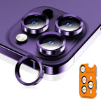 Camera Lens Protector for iPhone 16 Pro Max/16 Pro/15 Pro Max/15 Pro/14 Pro Max/14 Pro, Sapphire Glass Metal Individual Camera Cover Screen, Anti-drop, Scratch Resistant, Case Friendly- Deep Purple