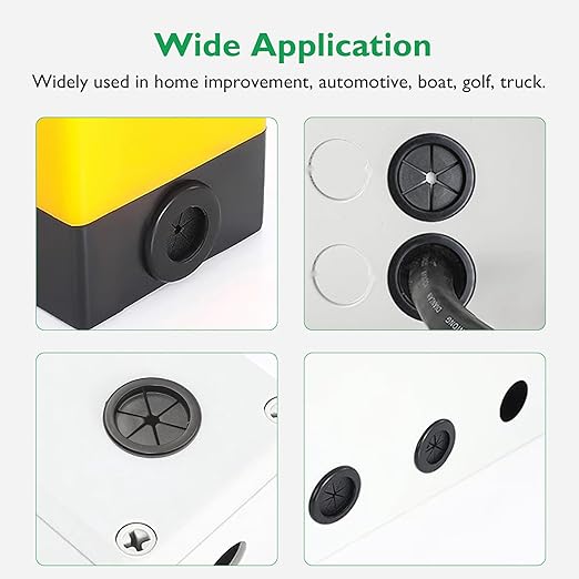 3/4 inch Rubber Grommets for Wiring, 5/8 Inch ID, Firewall Grommets Automotive Cable Cords Hoses Protection, Double-Sided Rubber Plugs for Round Holes, 25 Pcs, 16x20 mm