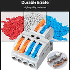 10PCS Lever Wire Connectors, Quick Wiring Cable Connectors, Compact Push-in Conductor Terminal Block(10PCS 2 in 4 Out)