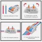 10PCS Lever Wire Connectors, Quick Wiring Cable Connectors, Compact Push-in Conductor Terminal Block(10PCS 2 in 4 Out)