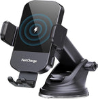 CHGeek 15W Fast Charging Auto Clamping Car Charger Phone Mount Phone Holder (Cranberry)