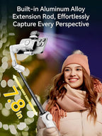 Gimbal Stabilizer for iPhone w/RGB Magnetic Fill Light, Foldable Gimbal w/7.8' Extension Rod & OLED Display for Vlogging & Filmmaking, Compatible with iPhone 16/15 Pro Max-Smart X2 Kit White