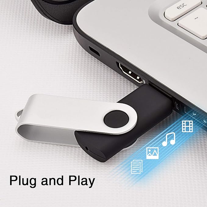 KOOTION 10PCS 2GB USB Flash Drives USB 2.0 Flash Drives Memory Stick Fold Storage Thumb Drive Pen Swivel Design Black