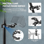 Neewer Super Clamp with Ballhead, Cold Shoe, Phone Holder and Action Camera Mount Adapter for Flat/Round Surface Compatible with GoPro DJI iPhone 15 Pro Max, ST87