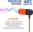 LUDOS Ultra Wired Earbuds in-Ear Headphones, 5 Years Warranty, Earphones with Microphone, Noise Isolating Ear Buds, Memory Foam for iPhone, Samsung, School Students, Kids, Women, Small Ears - Coral