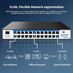 Easy Smart Managed Ethernet Switch, 24 Port Gigabit Switch,Network Hub, Ethernet Splitter, Plug & Play, Industrial Grade Fan Design, VLAN, Qos, Desktop or Wall Mount