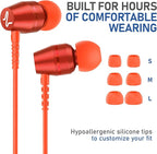 LUDOS OMNITONE Wired Earbuds in-Ear Headphones, 5 Year Warranty, Earphones with Microphone, 3.5 mm Jack Corded Ear Buds, Videoconference for iPhone, Samsung, Laptop, Kids, School Students - Coral