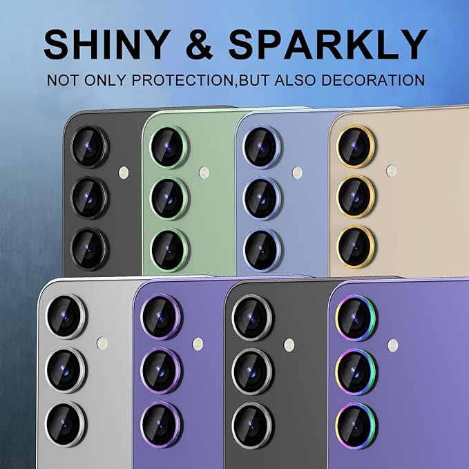 for Samsung Galaxy S25 Camera Lens Protector, Individual Metal Ring Tempered Glass Lens Cover, [Strong Adsorption] Scratch Resistant Ultra-Thin HD Clear Lens Cover, 1 Set-Light Green