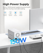 ORICO 4Bay RAID External Hard Drive Enclosure USB3.0 for 2.5/3.5 Inch SATA HDD/SSD up to 5X 22TB Supports RAID 0/1/3/5/10/JBOD/Clone/ClearMode -9948RU3