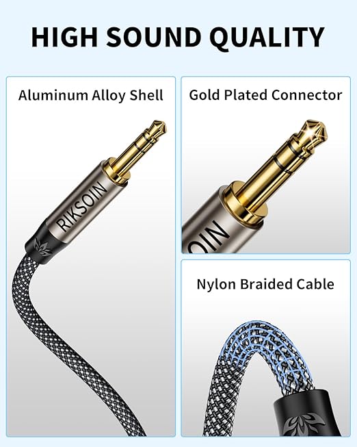 Aux Cord 6.6FT/2m, New 3.5mm Audio Cable - Nylon Braided 3.5mm Male to Male AUX Cable Cord for Car, Headphones, Home Stereos, Speaker