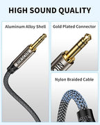 Aux Cord 6.6FT/2m, New 3.5mm Audio Cable - Nylon Braided 3.5mm Male to Male AUX Cable Cord for Car, Headphones, Home Stereos, Speaker