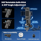 Mini Selfie Stick, Pocket Size Extendable Phone Holder with Wireless Detachable Remote Control for Content Creation/Vlog/Video Record/Live Stream
