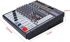 Boytone BT-60MX, 6 Channel Bluetooth Audio Mixer - DJ Sound Controller, USB MP3 Player, 4 XLR Microphone Jack, 7 Band EQ, 16 DSP Digital Multi Effects Processor, RCA IN-OUT Jack, 48V Phantom Power