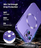 Magnetic for iPhone 15 Case [Compatible with MagSafe][Built-in Camera Lens Protector] Slim Soft Silicone Bumper Shockproof Metallic Shine Phone Case (Purple)