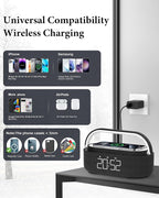 COLSUR Bluetooth Speaker with Wireless Charger, FM Radio, Dimmable LED Night Light, Stereo Sound Dual Wireless Speakers, 2500mAh Portable Speaker for Home Decoration, Bedroom, Office, Gift