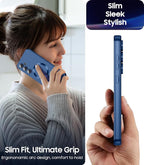 Magnetic for Samsung Galaxy S25 Case [Compatible with MagSafe][Built-in Camera Lens Protector] Slim Soft Silicone Bumper Shockproof Metallic Luster Phone Case (Blue)